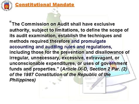 The Constitutional Mandate of the Commission on Audit.